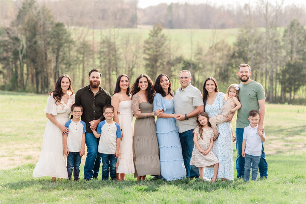 Extended family portrait session on private property in Mocksville NC