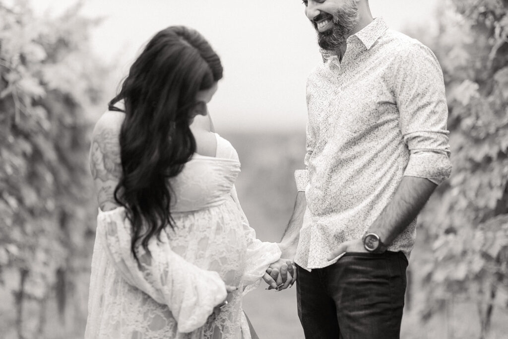 Romantic maternity portrait in vineyard at Raffaldini near Statesville NC