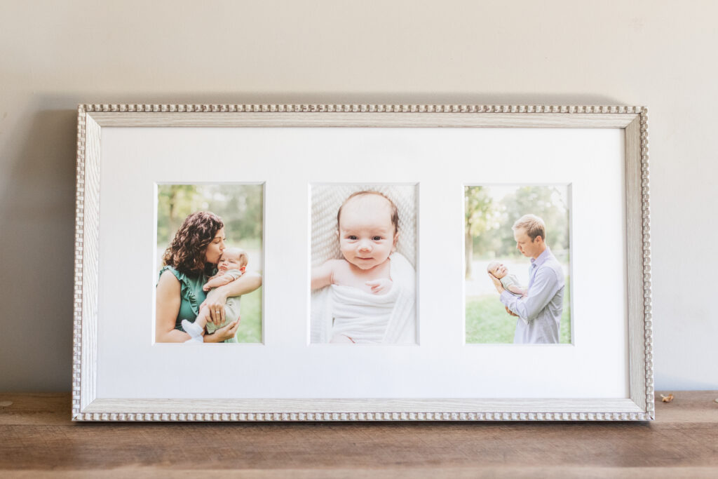 Custom framed print of a newborn session near Salisbury, NC.