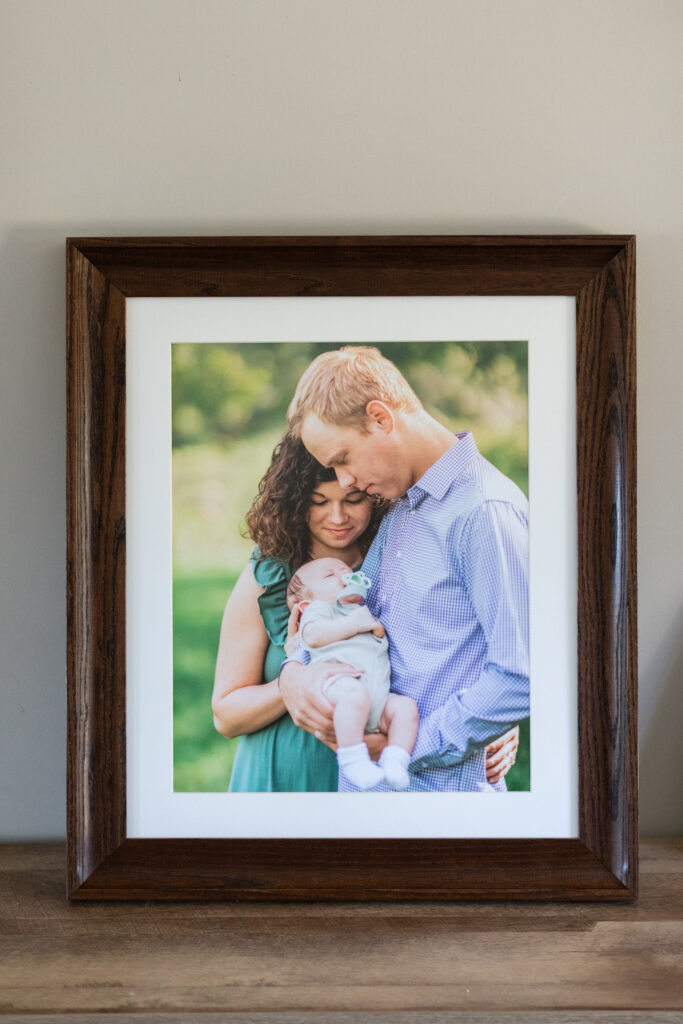 Custom framed print of a newborn session near Salisbury, NC.